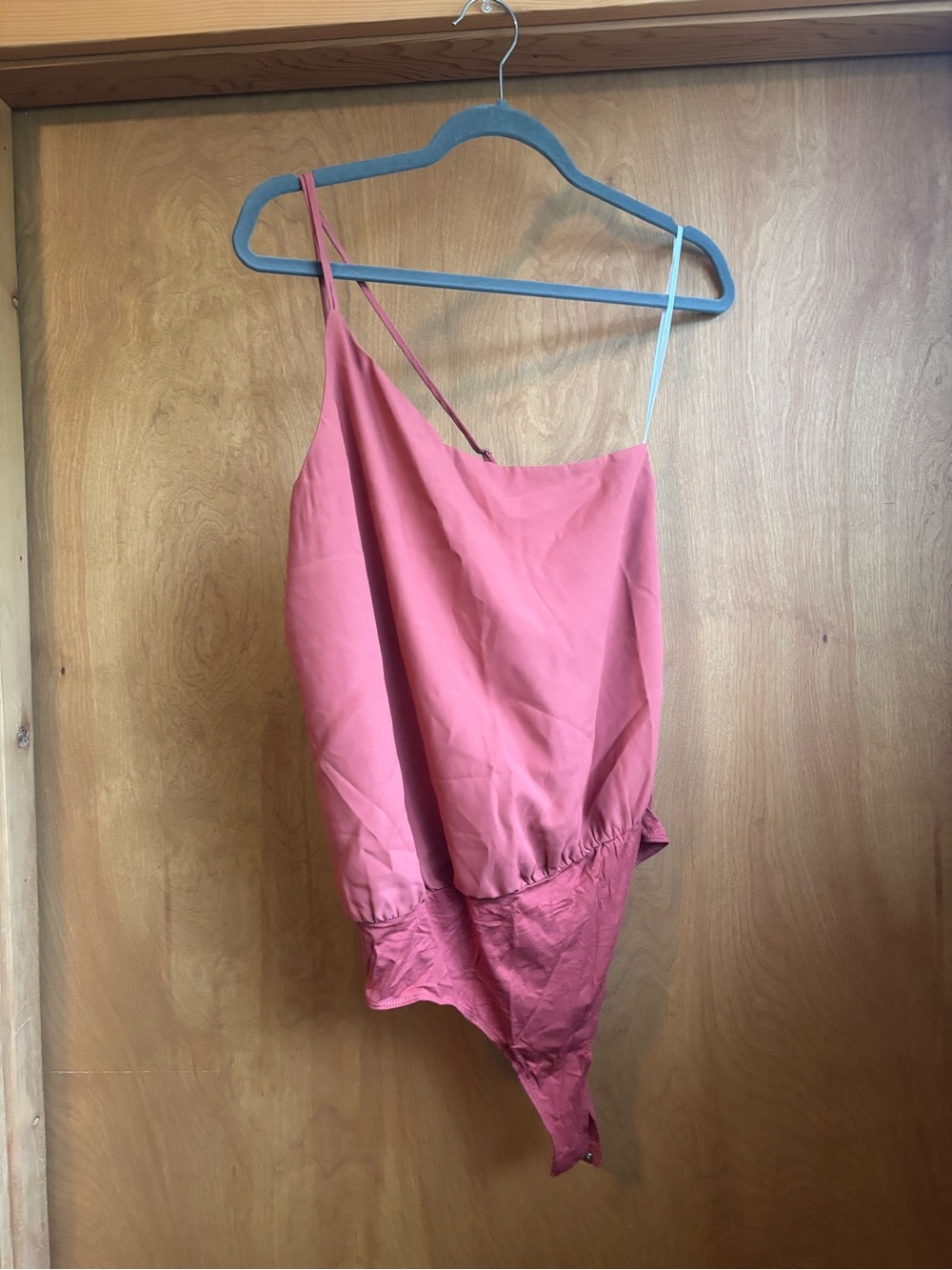 Asymmetrical Rust One-Shoulder Bodysuit